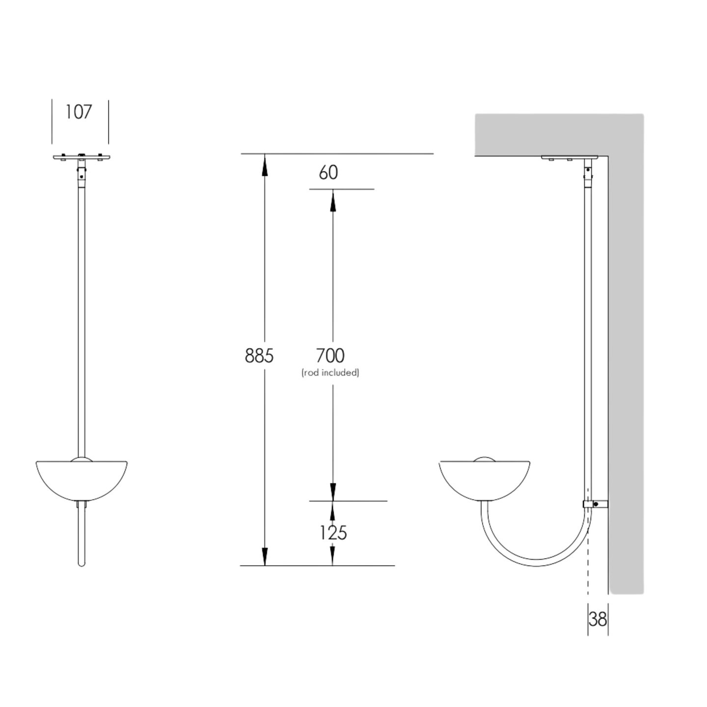Aurelia Wall Light Large Cast Glass, Brushed Nickel
